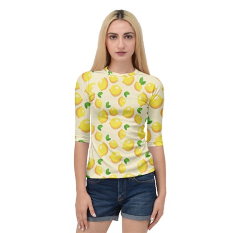 Fruits Template Lemons Yellow Quarter Sleeve Raglan Tee by Pakrebo