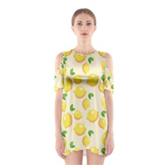 Fruits Template Lemons Yellow Shoulder Cutout One Piece Dress by Pakrebo