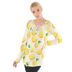 Fruits Template Lemons Yellow Tie Up Tee by Pakrebo