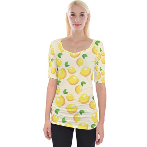 Fruits Template Lemons Yellow Wide Neckline Tee by Pakrebo