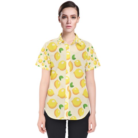 Fruits Template Lemons Yellow Women s Short Sleeve Shirt by Pakrebo