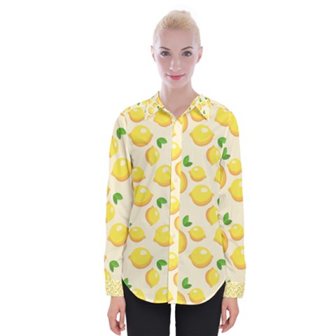 Fruits Template Lemons Yellow Womens Long Sleeve Shirt by Pakrebo