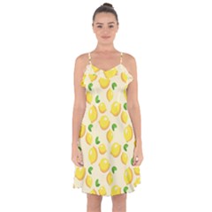 Fruits Template Lemons Yellow Ruffle Detail Chiffon Dress by Pakrebo