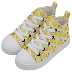 Fruits Template Lemons Yellow Kids  Mid-top Canvas Sneakers by Pakrebo