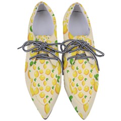 Fruits Template Lemons Yellow Women s Pointed Oxford Shoes by Pakrebo