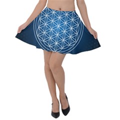 Mandala Flower Of Life Velvet Skater Skirt