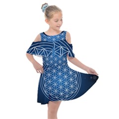 Mandala Flower Of Life Kids  Shoulder Cutout Chiffon Dress by Pakrebo