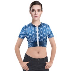 Mandala Flower Of Life Short Sleeve Cropped Jacket by Pakrebo