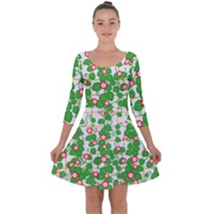 Flowering Vine Vine Ivy Flowers Quarter Sleeve Skater Dress by Pakrebo