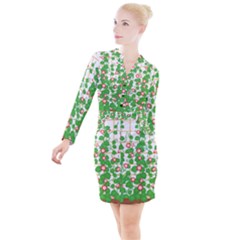 Flowering Vine Vine Ivy Flowers Button Long Sleeve Dress by Pakrebo