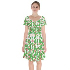 Flowering Vine Vine Ivy Flowers Short Sleeve Bardot Dress by Pakrebo