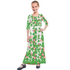 Flowering Vine Vine Ivy Flowers Kids  Quarter Sleeve Maxi Dress