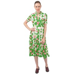 Flowering Vine Vine Ivy Flowers Keyhole Neckline Chiffon Dress by Pakrebo