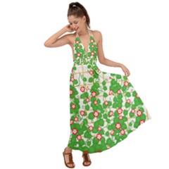 Flowering Vine Vine Ivy Flowers Backless Maxi Beach Dress