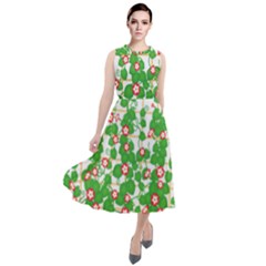 Flowering Vine Vine Ivy Flowers Round Neck Boho Dress by Pakrebo