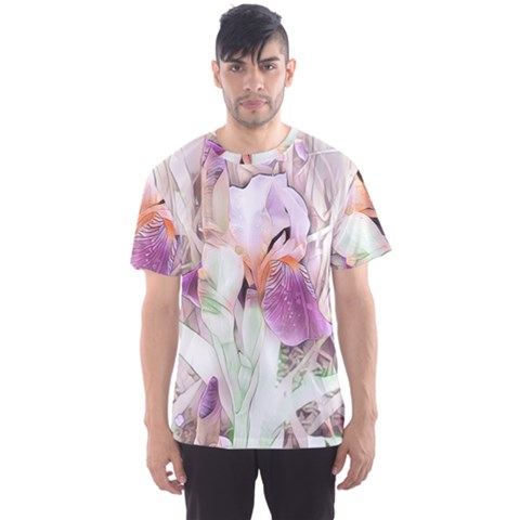 Iris Digital Painting Flower Pastel Men s Sports Mesh Tee by Pakrebo