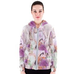 Iris Digital Painting Flower Pastel Women s Zipper Hoodie by Pakrebo