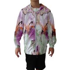 Iris Digital Painting Flower Pastel Kids  Hooded Windbreaker by Pakrebo