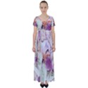 Iris Digital Painting Flower Pastel High Waist Short Sleeve Maxi Dress View1