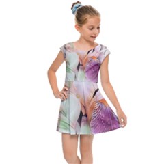 Iris Digital Painting Flower Pastel Kids  Cap Sleeve Dress by Pakrebo