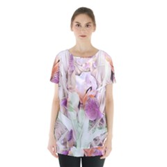 Iris Digital Painting Flower Pastel Skirt Hem Sports Top by Pakrebo