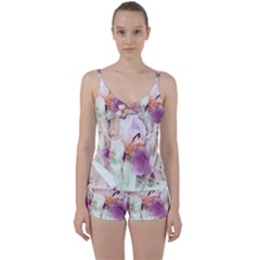 Iris Digital Painting Flower Pastel Tie Front Two Piece Tankini by Pakrebo