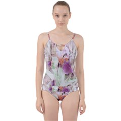 Iris Digital Painting Flower Pastel Cut Out Top Tankini Set by Pakrebo