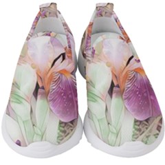 Iris Digital Painting Flower Pastel Kids  Slip On Sneakers by Pakrebo