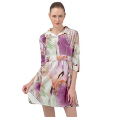 Iris Digital Painting Flower Pastel Mini Skater Shirt Dress