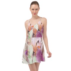 Iris Digital Painting Flower Pastel Summer Time Chiffon Dress