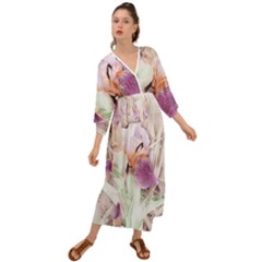 Iris Digital Painting Flower Pastel Grecian Style  Maxi Dress