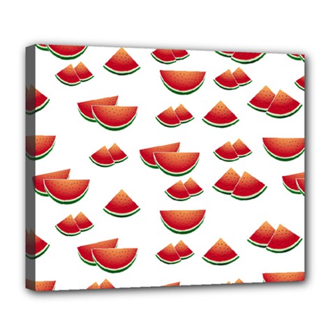 Summer Watermelon Pattern Deluxe Canvas 24  X 20  (stretched) by Pakrebo