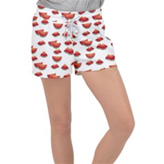 Summer Watermelon Pattern Women s Velour Lounge Shorts by Pakrebo