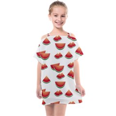 Summer Watermelon Pattern Kids  One Piece Chiffon Dress