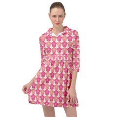 Sakura Flower Pattern Mini Skater Shirt Dress