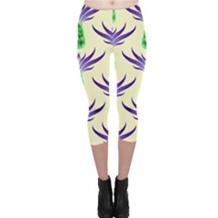 Thistles Purple Flora Flowering Capri Leggings  by Pakrebo