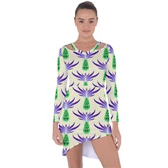 Thistles Purple Flora Flowering Asymmetric Cut-out Shift Dress by Pakrebo