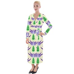 Thistles Purple Flora Flowering Velvet Maxi Wrap Dress by Pakrebo