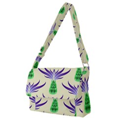 Thistles Purple Flora Flowering Full Print Messenger Bag by Pakrebo