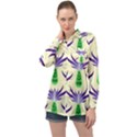 Thistles Purple Flora Flowering Long Sleeve Satin Shirt View1