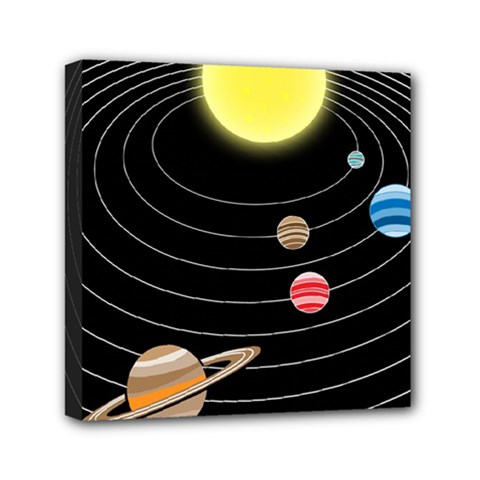 Solar System Planets Sun Space Mini Canvas 6  X 6  (stretched) by Pakrebo