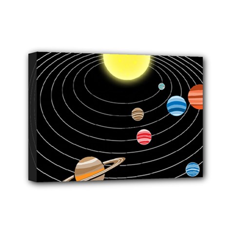 Solar System Planets Sun Space Mini Canvas 7  X 5  (stretched) by Pakrebo