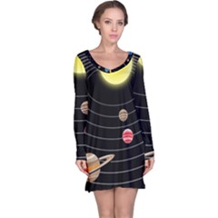 Solar System Planets Sun Space Long Sleeve Nightdress by Pakrebo