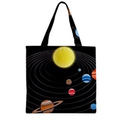 Solar System Planets Sun Space Zipper Grocery Tote Bag by Pakrebo