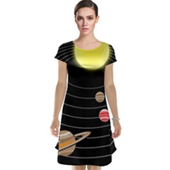 Solar System Planets Sun Space Cap Sleeve Nightdress by Pakrebo