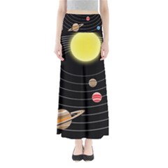 Solar System Planets Sun Space Full Length Maxi Skirt by Pakrebo