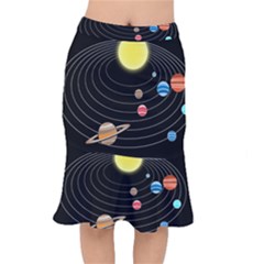 Solar System Planets Sun Space Short Mermaid Skirt by Pakrebo