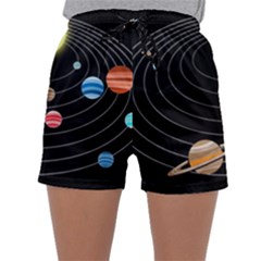 Solar System Planets Sun Space Sleepwear Shorts by Pakrebo