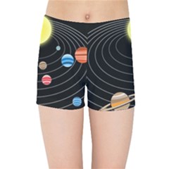 Solar System Planets Sun Space Kids  Sports Shorts by Pakrebo