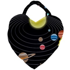 Solar System Planets Sun Space Giant Heart Shaped Tote by Pakrebo